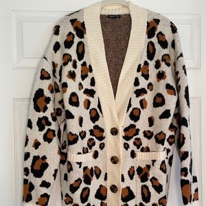 Who What Wear Medium Length Leopard Print Cardigan